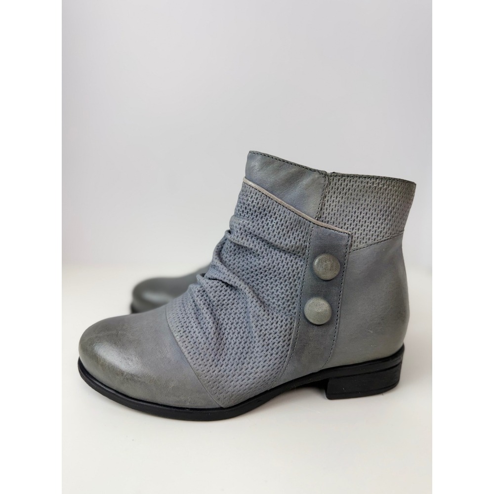 Miz Mooz Sallie Wide Grey Leather Bootie EU 36 Womens